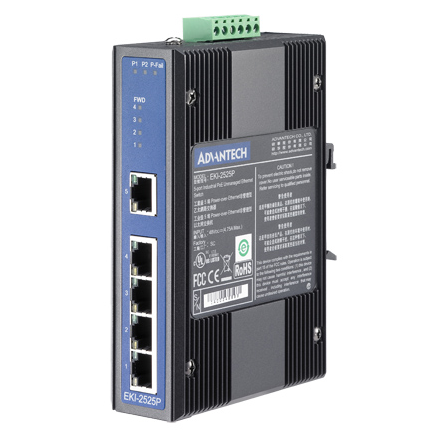 研华Advantech EKI-2525P-BE 5端口非网管型工业PoE交换