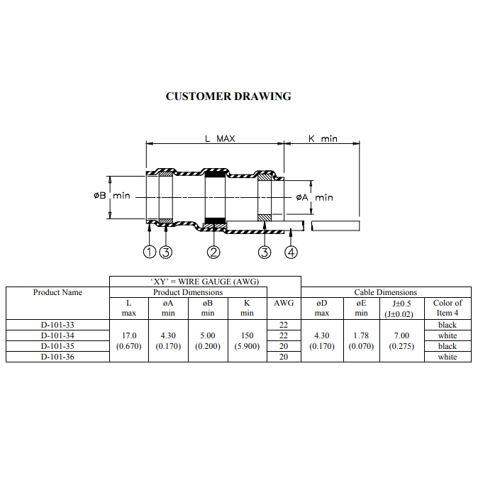 泰科瑞侃 TE CONNECTIVITY / RAYCHEM D-101-34